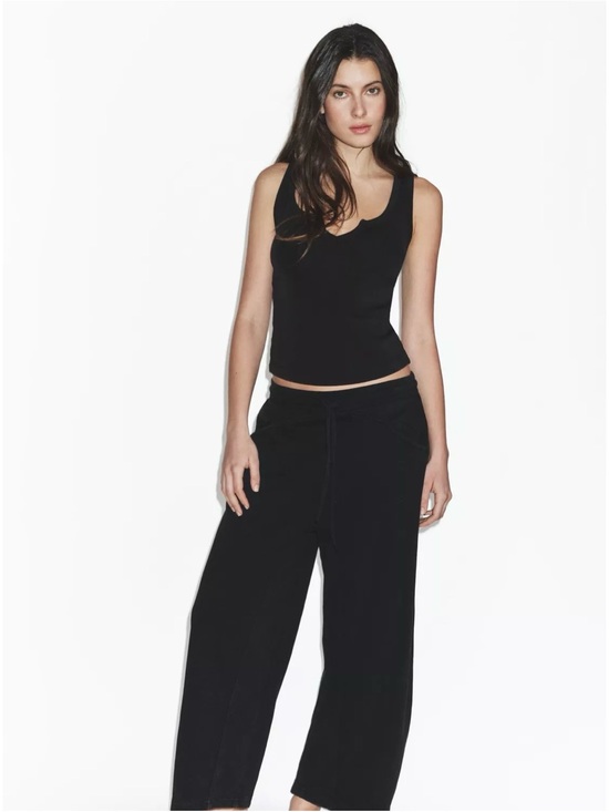 Zara Pants - Two matching SETS of Zara Black/ Tan Wide-Leg Lounge Pants and tops